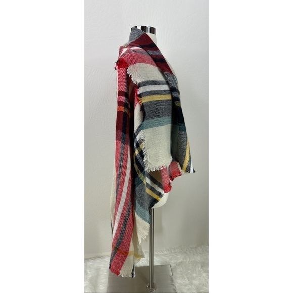 Charming Charlie Colorblock Plaid Fringed Scarf - Picture 2 of 7